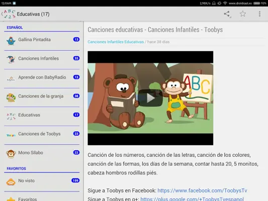 Videos Infantiles android App screenshot 0